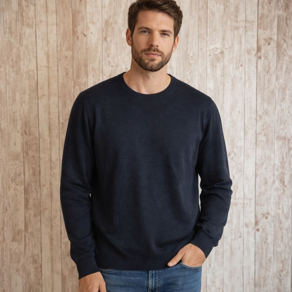 Men's Calvin Klein Navy Extrafine Merino Crewneck Sweater XXL